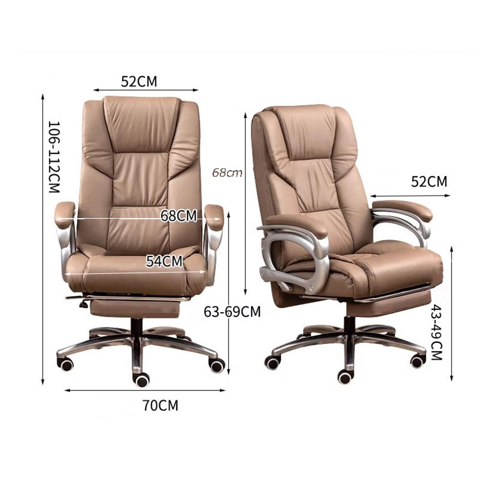 Ergonomic Office Chair with Adjustable Height, Swivel & Footrest - Comfortable Desk Chair for Home, Business & Conference Rooms - Perfect for Long Hours of Studying, Working & Video Meetings