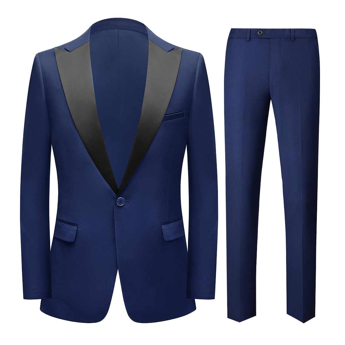 Men's Single Breasted 2 Piece Tuxedo Suit - Navy Blue Formal Wear for Weddings, Prom & Special Occasions | Slim Fit Business Suit