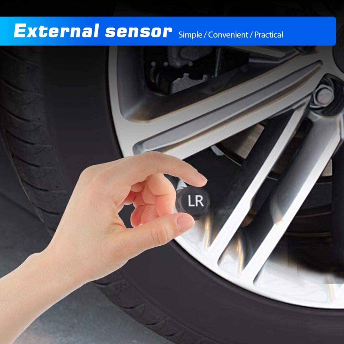 Solar-Powered Wireless Car Tire Pressure Monitoring System (TPMS) - Universal Waterproof External Sensors with 6 Modes, Real-Time Pressure & Temperature Alerts for RV, Trailer & Vehicles - Perfect for Long Road Trips & Heavy Load Safety