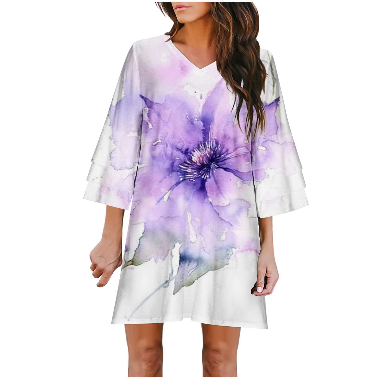 Women's Floral Print Loose Casual T-Shirt Dress - Trendy Summer Beach Short Dress with Half Sleeve - Comfy & Stylish for Vacation, Outing, and Daily Wear