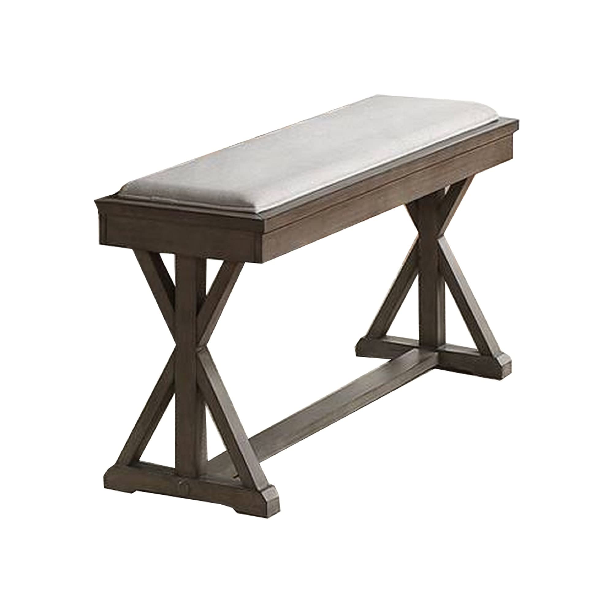 Benjara BM266494 Beige Dining Bench with Padded Seat & Double Pedestal Base - Perfect for Kitchen, Breakfast Nook, and Dining Room Decor
