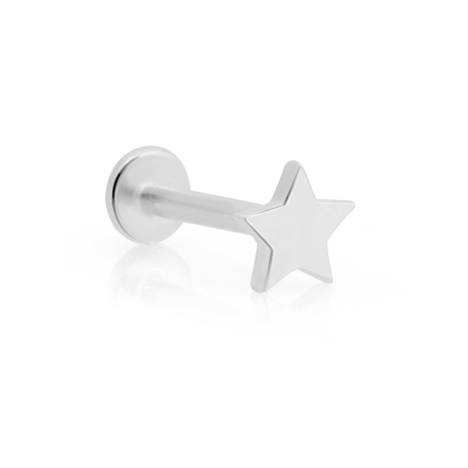 14K White Gold Star Flat Back Stud Earrings – Hypoallergenic & Durable for Everyday Wear | Perfect for Gifts, Parties & Special Occasions