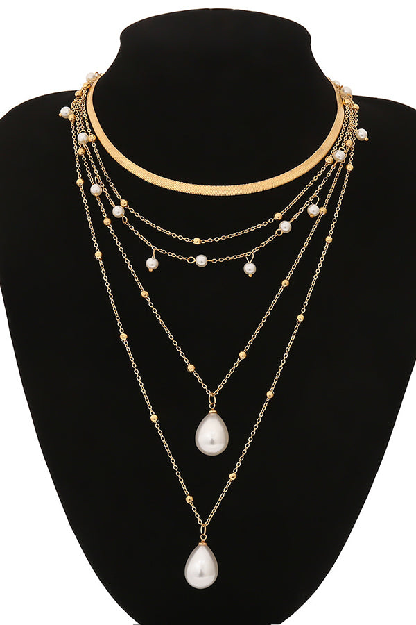 Vintage Style Pearl Necklace with Chain - Elegant Imitation Pearl Jewelry for Women, Perfect for Weddings, Parties & Daily Wear
