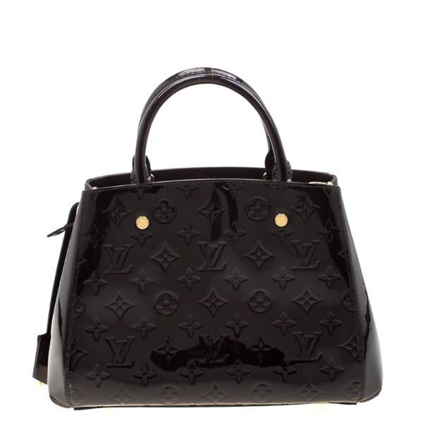 Authentic Louis Vuitton Montaigne BB Monogram Vernis Tote Bag in Black | Luxury Designer Handbag for Women | Perfect for Work, Travel & Everyday Use
