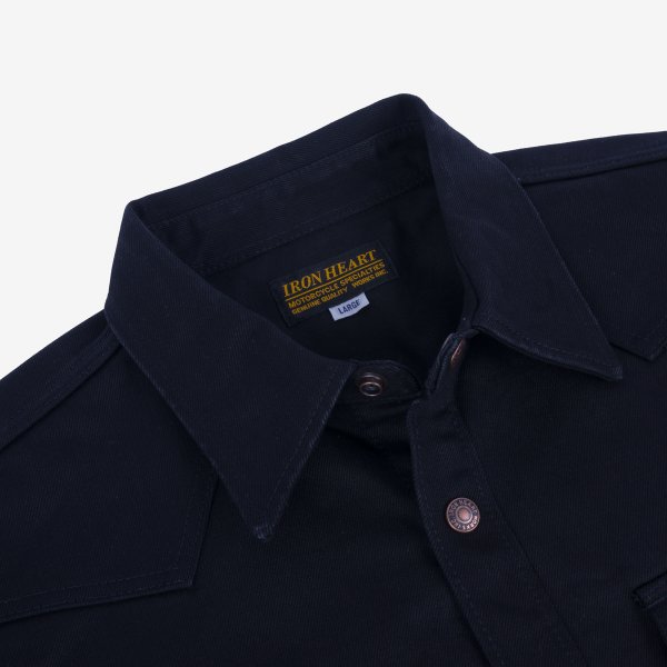 Iron Heart IHSH 362 16oz Non Selvedge Denim CPO Shirt - Superblack (Fades To Grey) | Heavyweight Workwear Shirt for Men | Perfect for Outdoor Work, Motorcycle Riding & Casual Wear