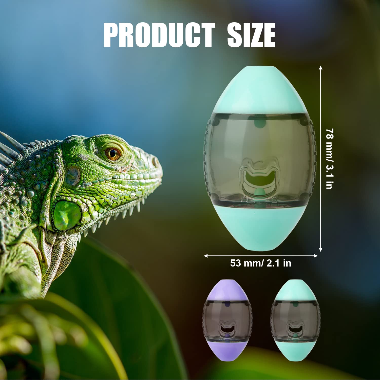 Bearded Dragon Toy Set - Reptile Enrichment & Feeding Toys for Lizards, Geckos & Small Reptiles (Green, Purple) - Stimulate Natural Hunting Instincts & Cage Entertainment