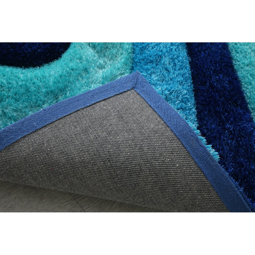 3D Shaggy Hand Tufted Shag Area Rug in Ocean Current - Soft Plush Modern Floor Carpet for Living Room, Bedroom, Nursery - Home Decor & Cozy Comfort