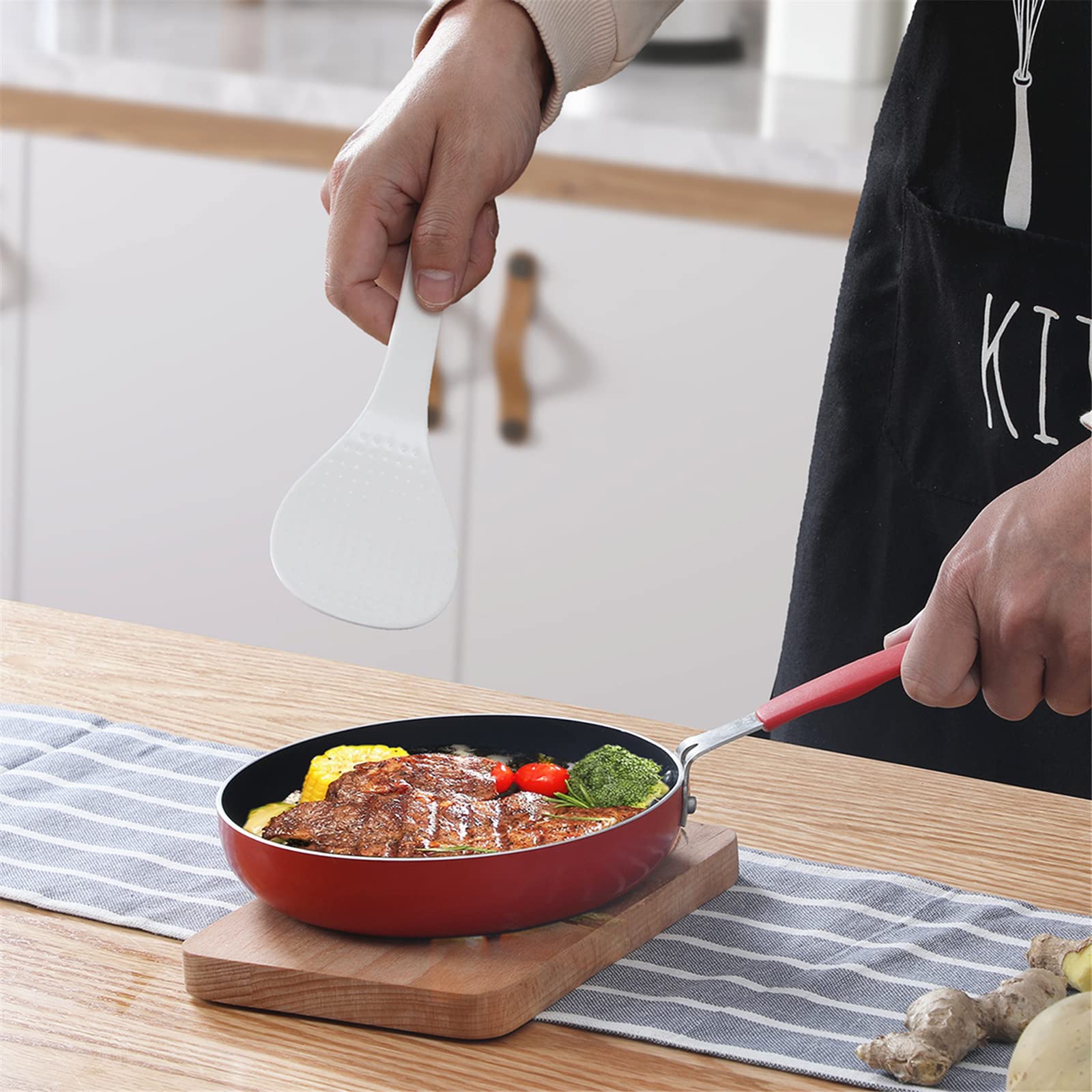 2-Pack White Ceramic Rice Paddle & Serving Spoon - Durable Kitchen Utensil for Rice, Sushi & Stir-Fry - Perfect for Asian Cooking, Meal Prep & Everyday Use
