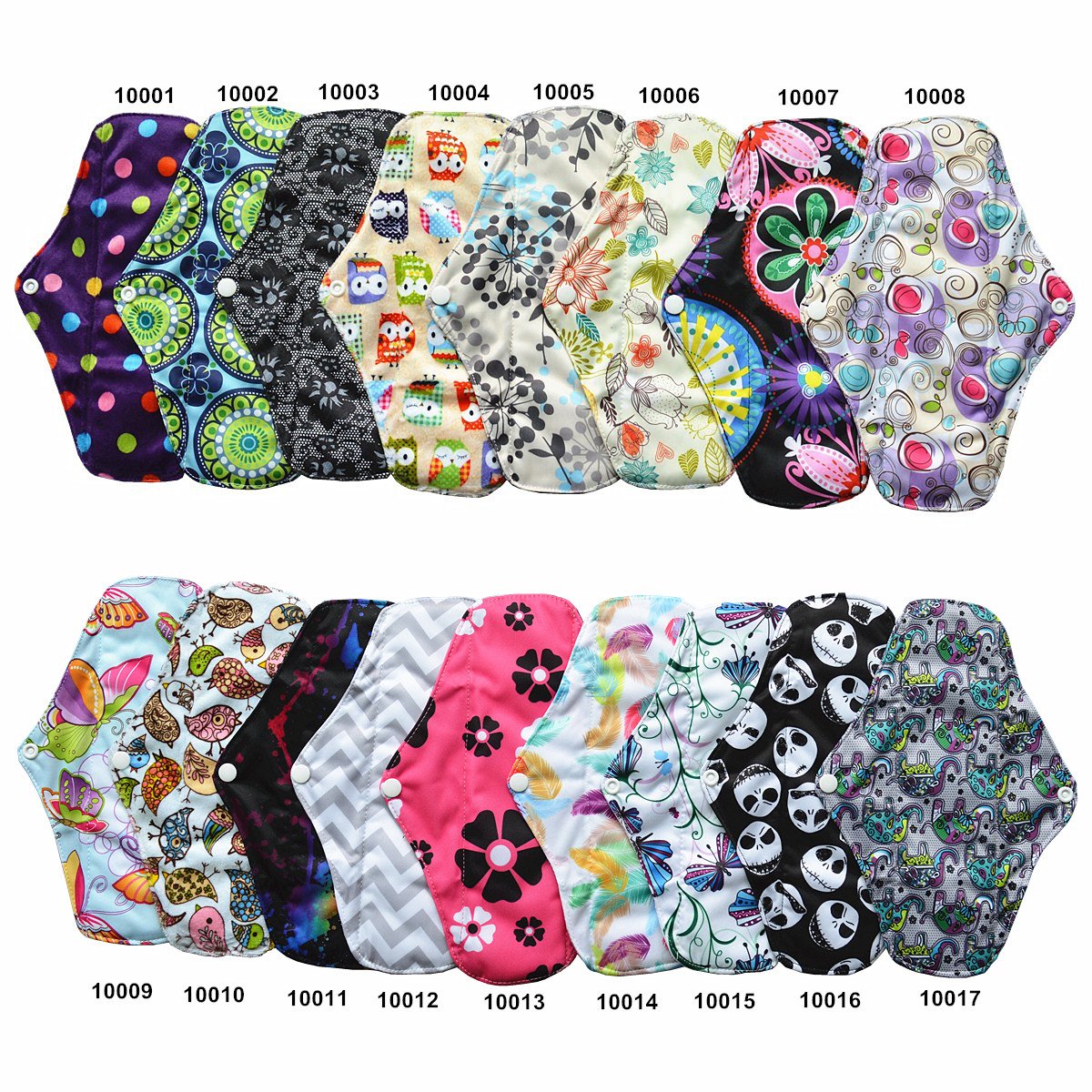 10 Inch Regular Charcoal Bamboo Reusable Sanitary Pads for Women - Eco-Friendly Menstrual Pads, Soft & Absorbent Mama Cloth with Bird Design - Perfect for Daily Use, Travel, and Sensitive Skin