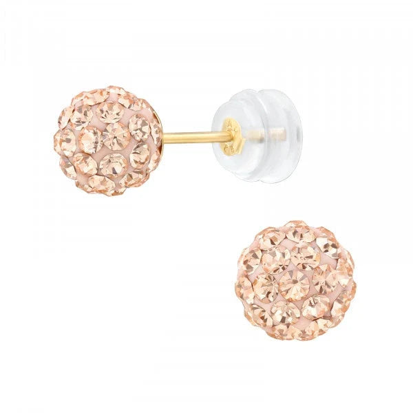 14K Gold Light Peach Stud Earrings for Women - Minimalist Elegant Jewelry for Everyday Wear & Special Occasions