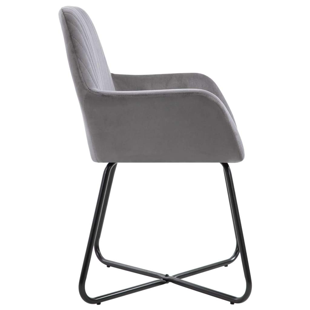 FAMIROSA 2-Piece Modern Dining Chairs Set - Gray Velvet Upholstered Armchairs with Soft Seat & Steel Frame (24