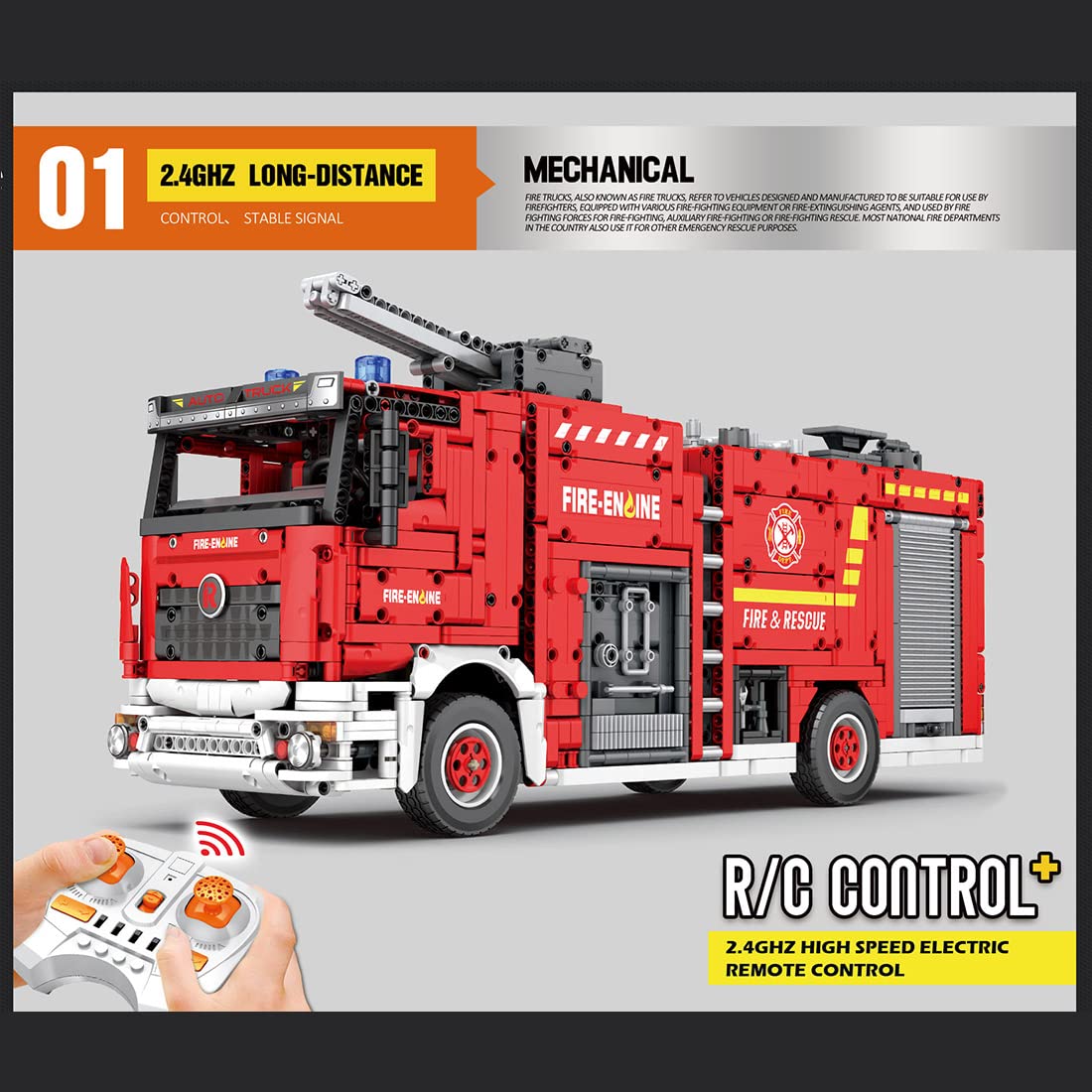 Technic Fire Truck Building Blocks Kit - 2888 Pcs Remote Control Model with Water Spraying Function, Compatible with Lego - Perfect for STEM Learning, Creative Play & Collectors