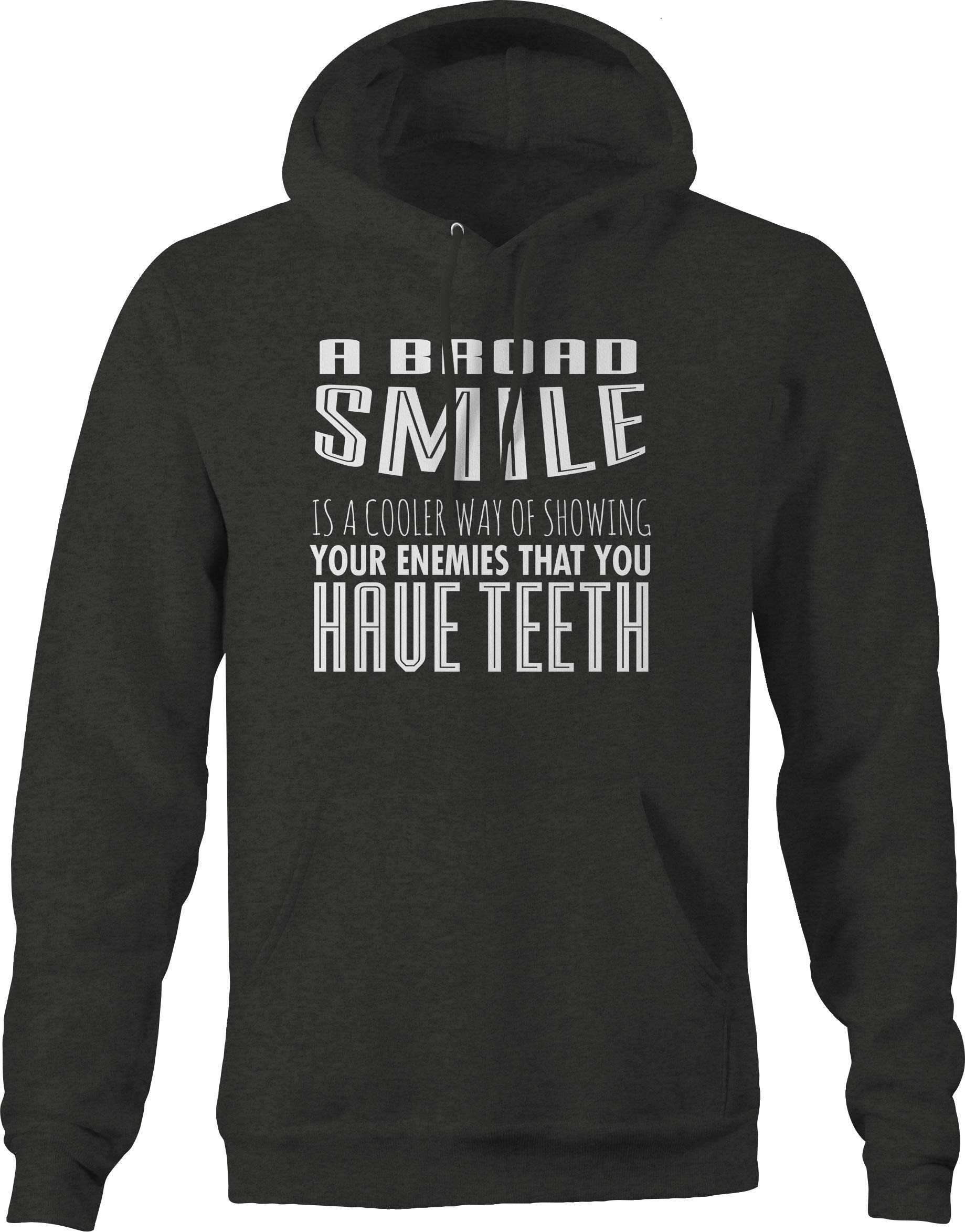 VIL Smile Show Your Enemies Your Teeth Men's Hoodie - Gray Pullover Sweatshirt for Streetwear, Gym & Casual Outfits
