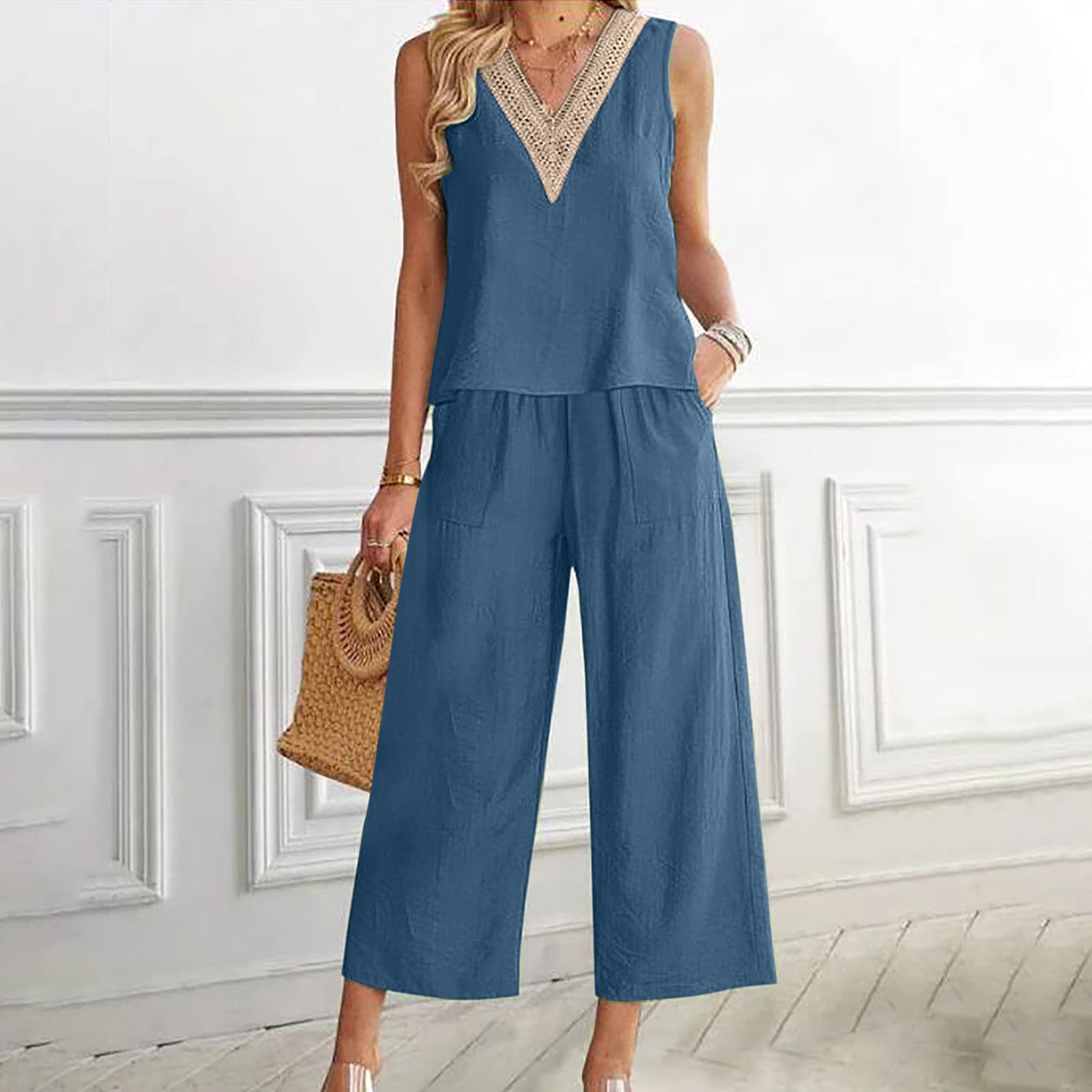 Women's Crochet 2-Piece Outfit Set - Short Sleeve Lounge & Vacation Wear | Perfect for Beach Getaways, Summer Relaxation, and Casual Comfort