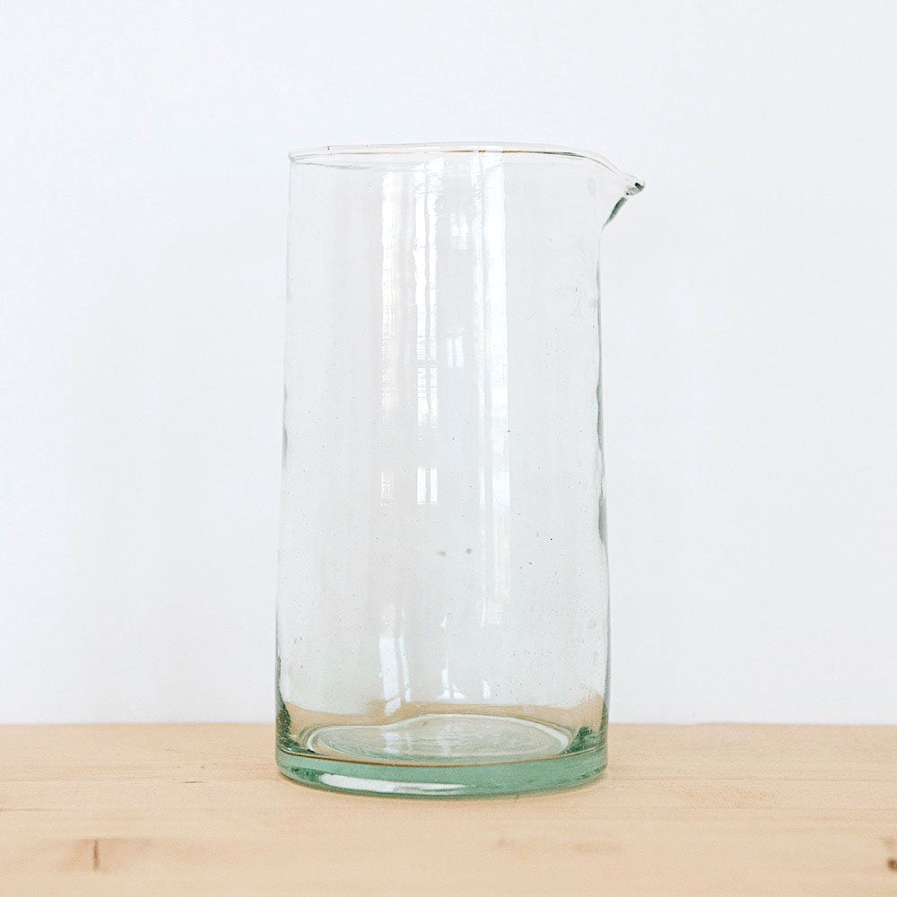 Eco-Friendly Handblown Recycled Glass Pitcher - Perfect for Iced Tea, Lemonade & Summer Drinks - Sustainable Kitchen & Dining Decor