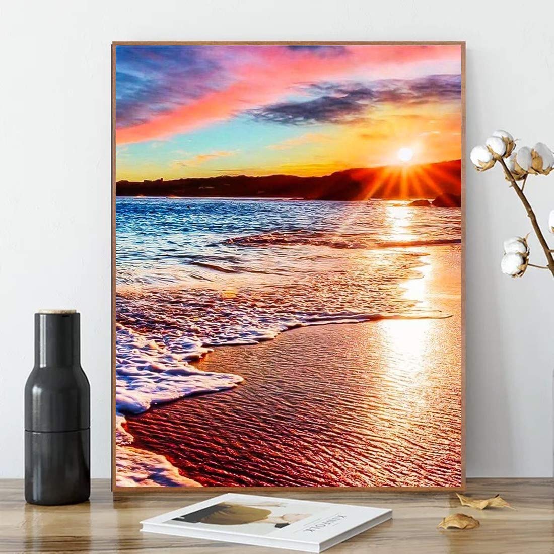 ACENGXI Beach Sunset Paint by Numbers Kit - DIY Canvas Painting for Adults, Kids & Beginners - 16x20 Inch Sea Sunset Acrylic Art - Perfect for Home Decor, Gifts & Relaxation Therapy