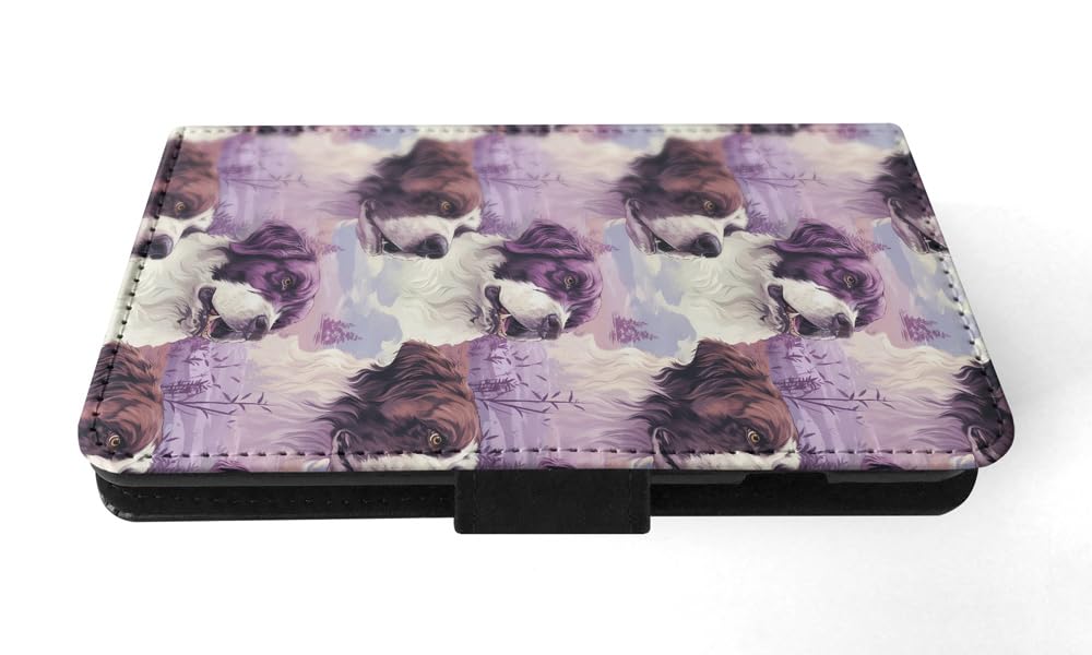 Cute Saint Bernard Puppy Dog Pattern Faux Leather Flip Wallet Phone Case for Apple iPhone 15 Pro - Perfect for Pet Lovers & Everyday Use