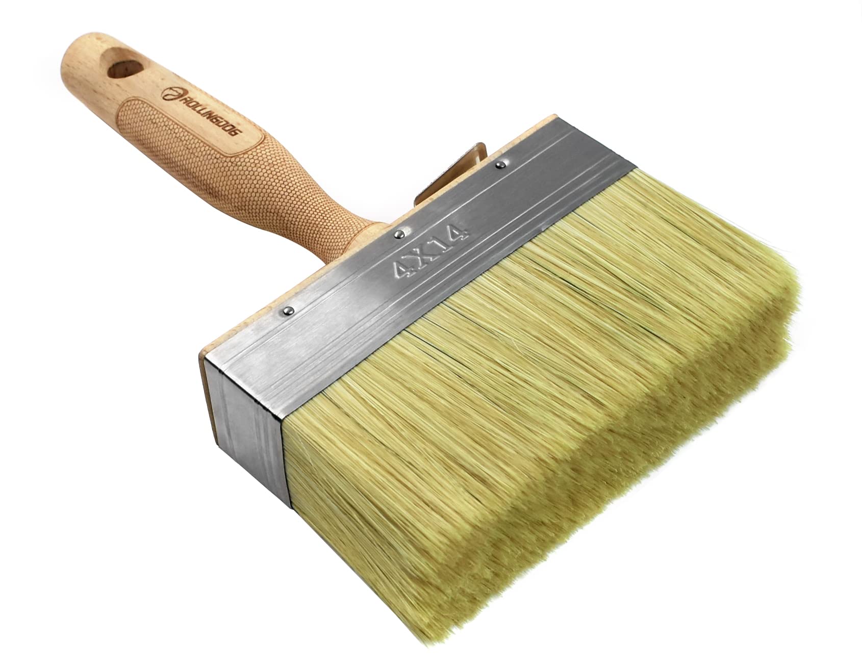 ROLLINGDOG 5.5 Inch Deck Stain Brush - Premium Limewash & Paint Brush with Wooden Handle for Wood, Fence, Floor, Wall Painting - Perfect for Deck Staining, Exterior Wood Finishing & DIY Home Projects
