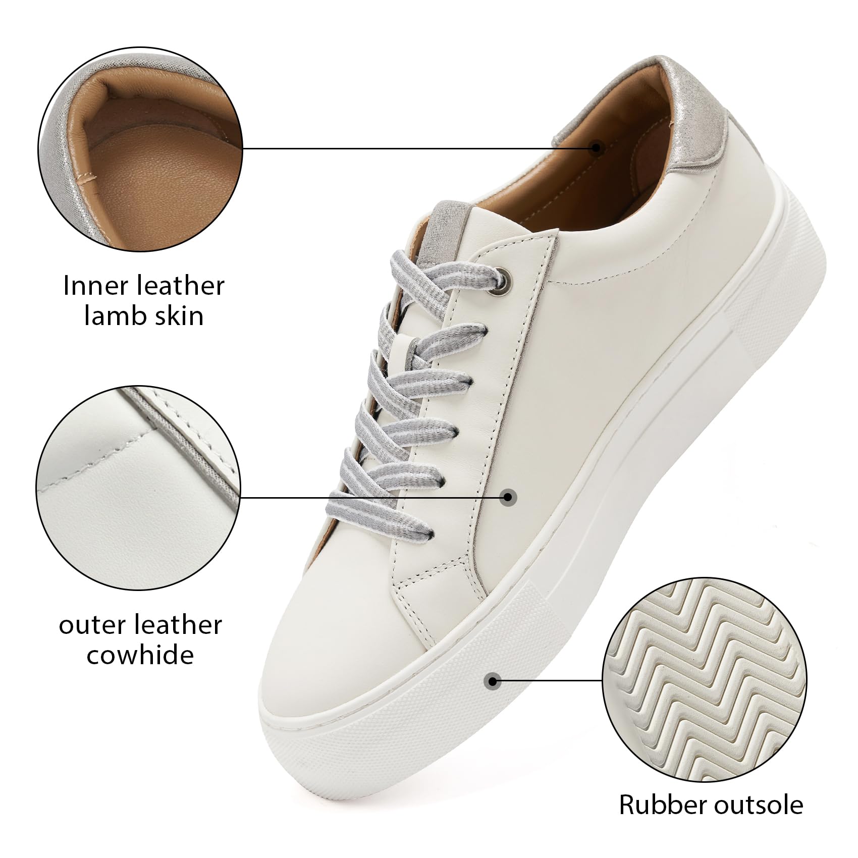 Women's Fashion Leather Platform Sneakers - Comfortable Casual Walking Shoes for Everyday Wear | Perfect for Work, Travel & Street Style Outfits