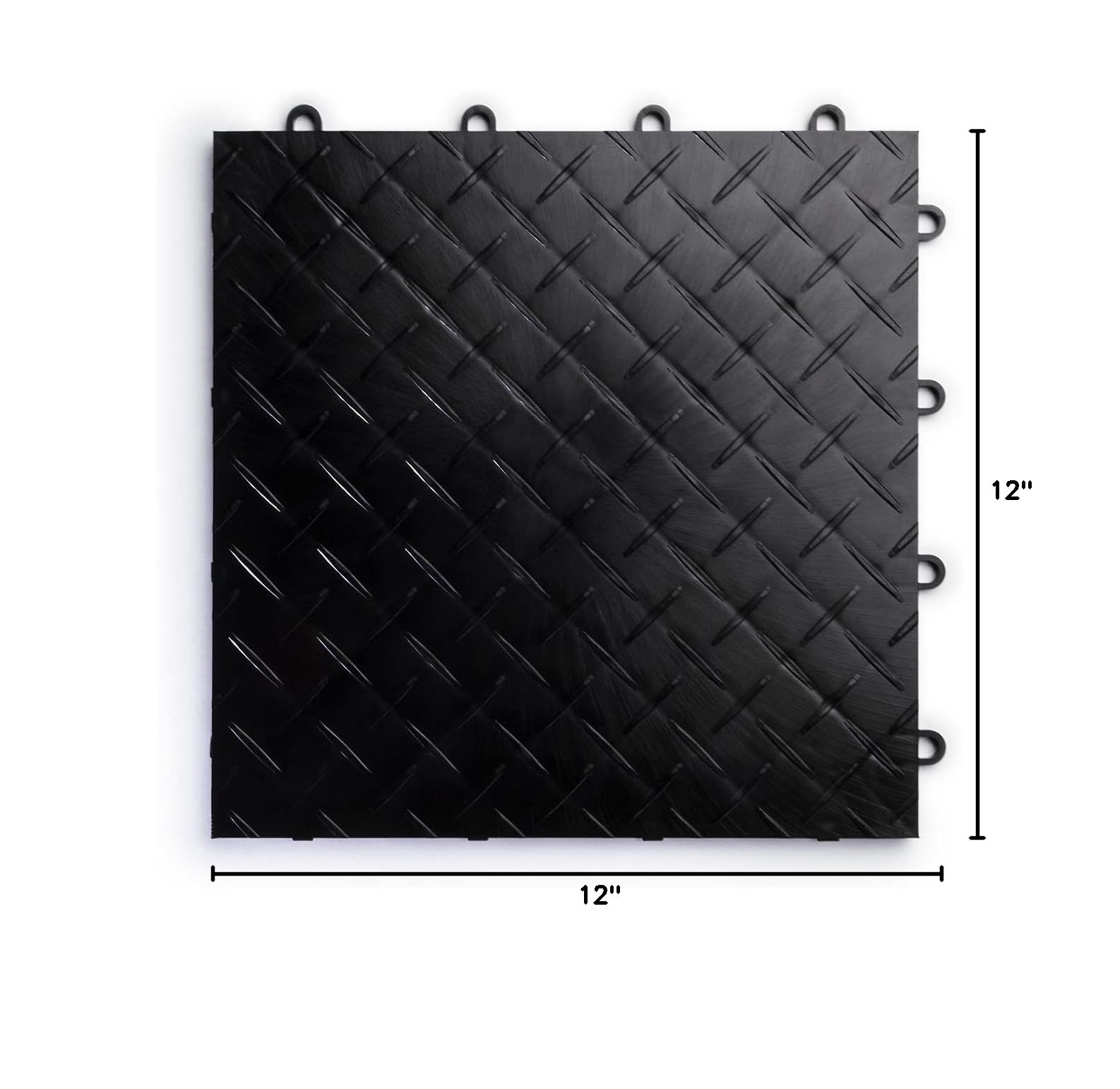 Durable Interlocking Modular Garage Floor Tiles - RaceDeck Diamond Plate Design (48 Pack, Black) | Heavy-Duty Flooring for Garages, Workshops & Home Gyms