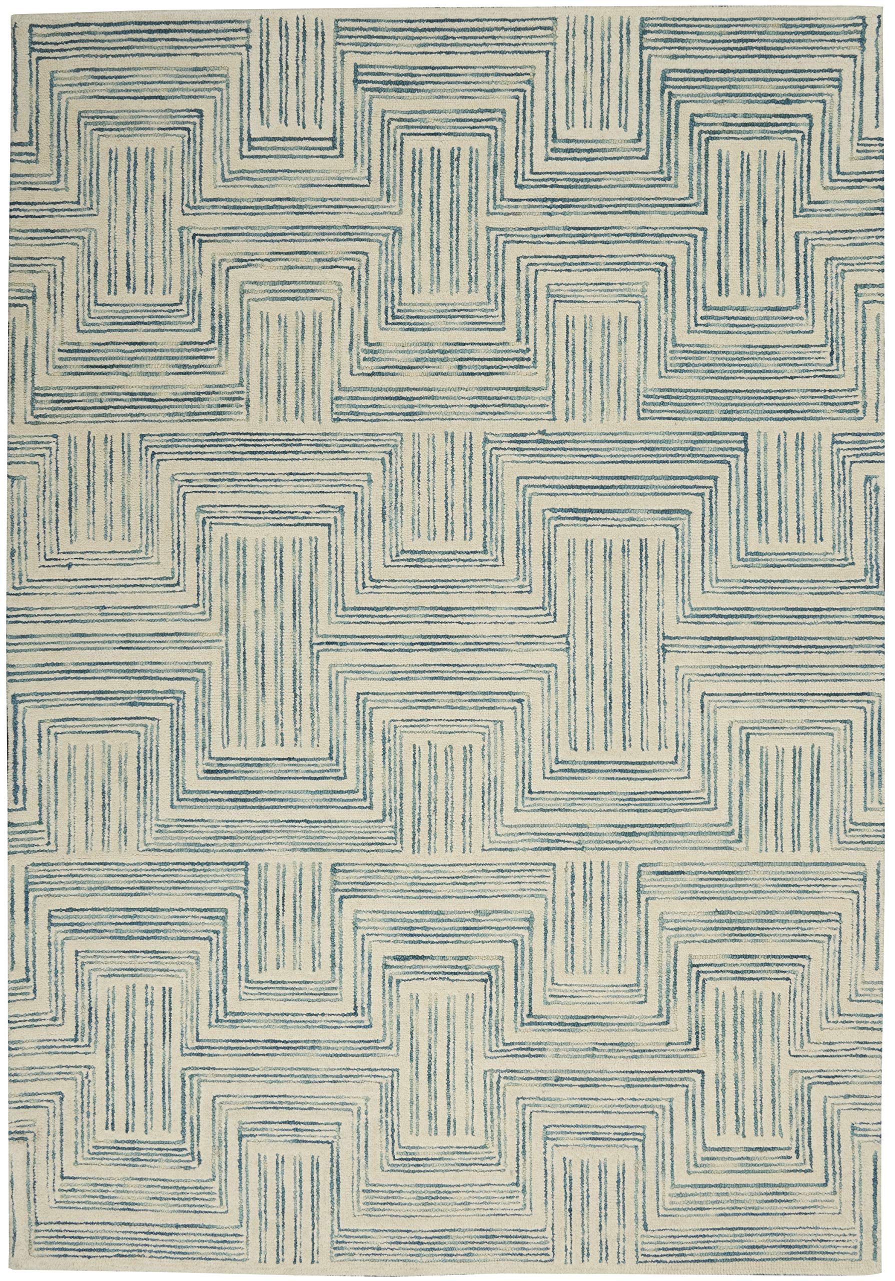 Nourison Linked Bohemian Ivory/Turquoise 5' x 7'6