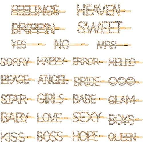 6 Pcs Crystal Letter Hair Clips for Women - Rhinestone Hair Barrette for Women - Perfect for Weddings, Parties, and Everyday Styling