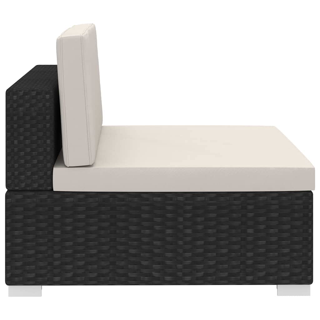 3 Piece Patio Sofa Set with Cushions - Durable Poly Rattan Outdoor Furniture in Black - Perfect for Garden, Backyard, and Poolside Relaxation