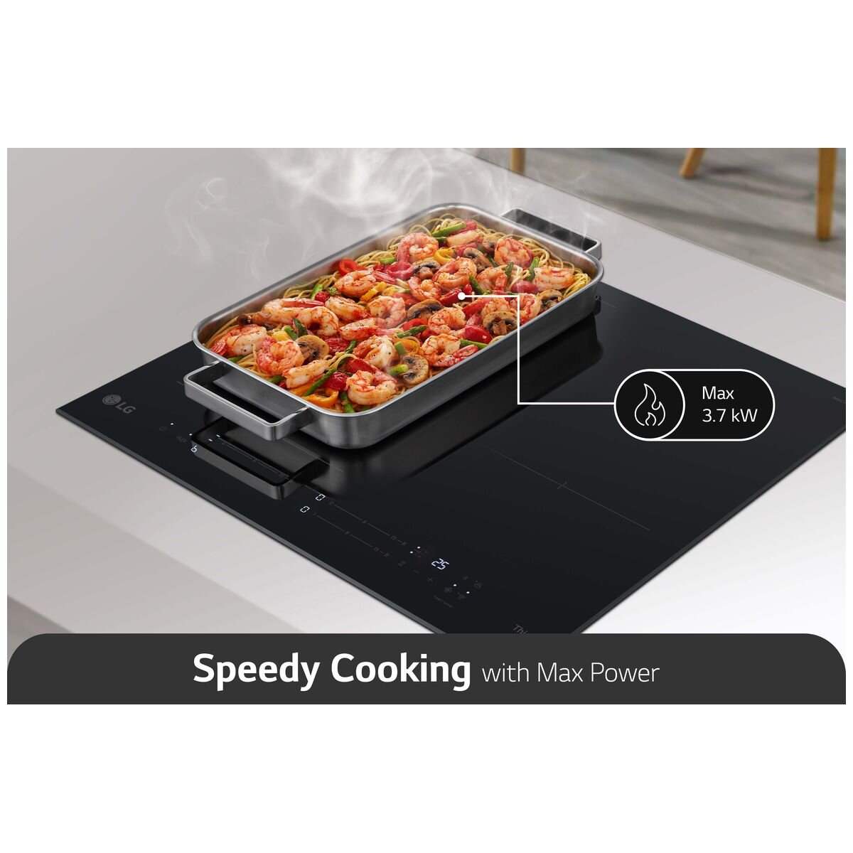 LG 60cm Series 7 Induction Cooktop with 4 Zones & Flexi Zone - BCI607T4BG - Perfect for Home Kitchen, Restaurant & Commercial Cooking