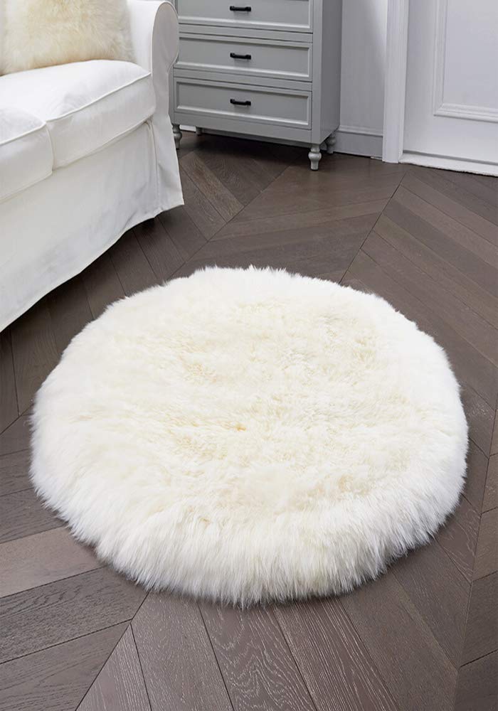 Premium 3.2 ft New Zealand Sheepskin Rug - Extra Thick Long Wool Ivory Fur Carpet for Bedroom, Living Room Decor | Soft Floor Mat for Cozy Home, Nursery & Office Spaces