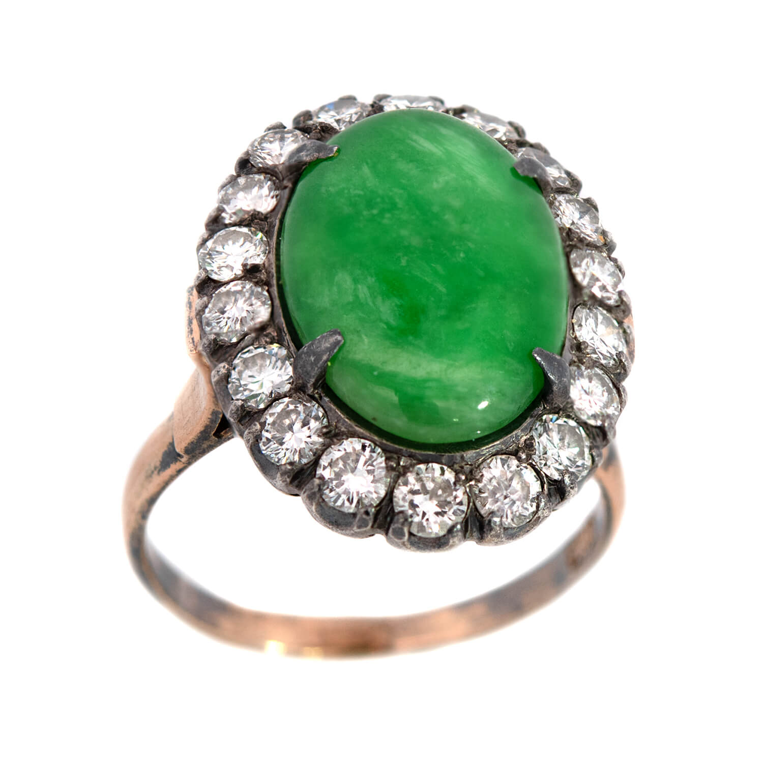 Exquisite Victorian Style 18k Gold Jade & Diamond Cocktail Ring - Elegant Statement Jewelry for Evening Parties, Weddings & Special Occasions