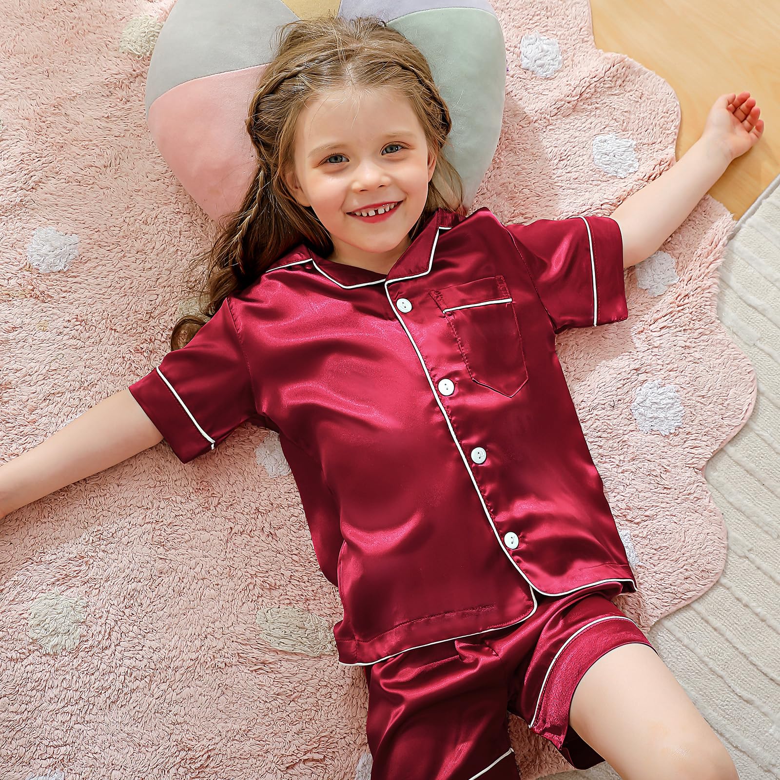 Kids Silk Pajama Set - Button-Up Sleepwear for Boys & Girls | Perfect Nightwear & Gift