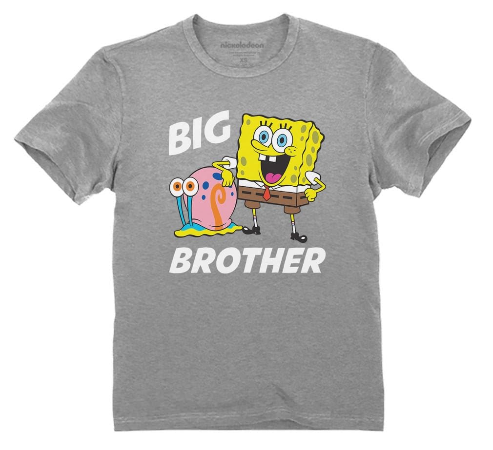 Tstars - Spongebob and Gary Big Brother Funny Toddler Kids T-Shirt | Cute Cartoon Character Tee for Boys & Girls | Perfect for Playdates, Birthday Parties & Family Outings