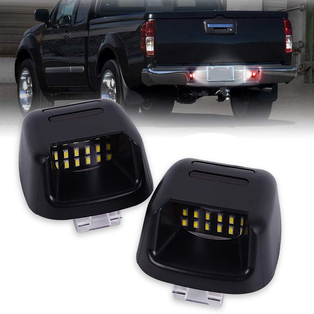 Runmade RED 3 LED 18 SMD White License Plate Light Assembly - Smoke Lens Replacement for Nissan Frontier, Titan, Xterra, Armada, Equator - Perfect for Night Driving & Enhanced Vehicle Appearance