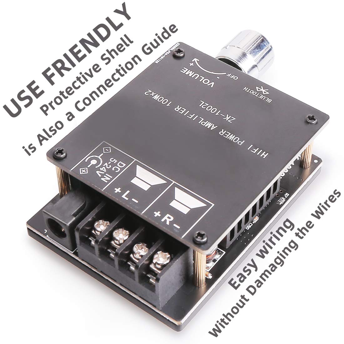 100W+100W Peak Bluetooth 5.0 Amplifier Board, 2.0 Channel DC 8-24V, Password-Free Connect, DIY Wireless Speaker Amp for Home Audio & Portable Sound Systems