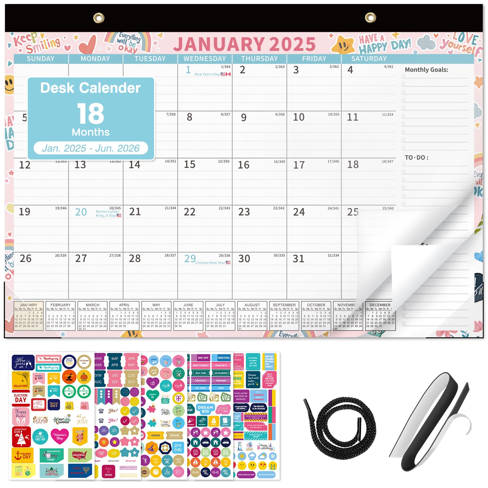 2025-2026 18-Month Desk Calendar Planner | Jan 2025 - Jun 2026 | 17