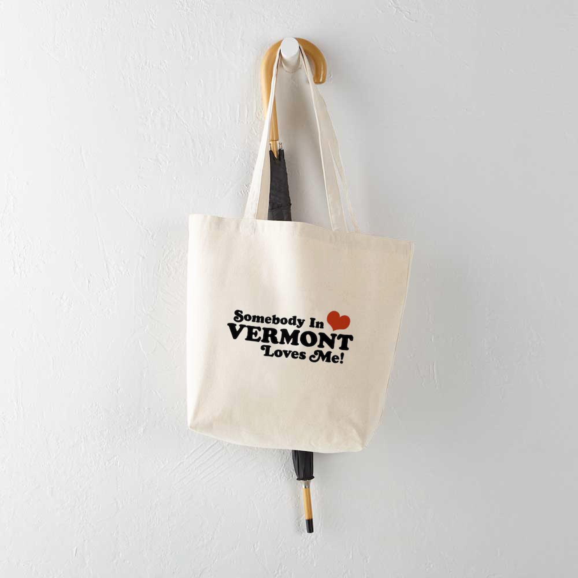 Somebody In Vermont Loves Me Canvas Tote Bag - Eco-Friendly Reusable Shopping Bag for Groceries, Beach & Daily Use | CafePress