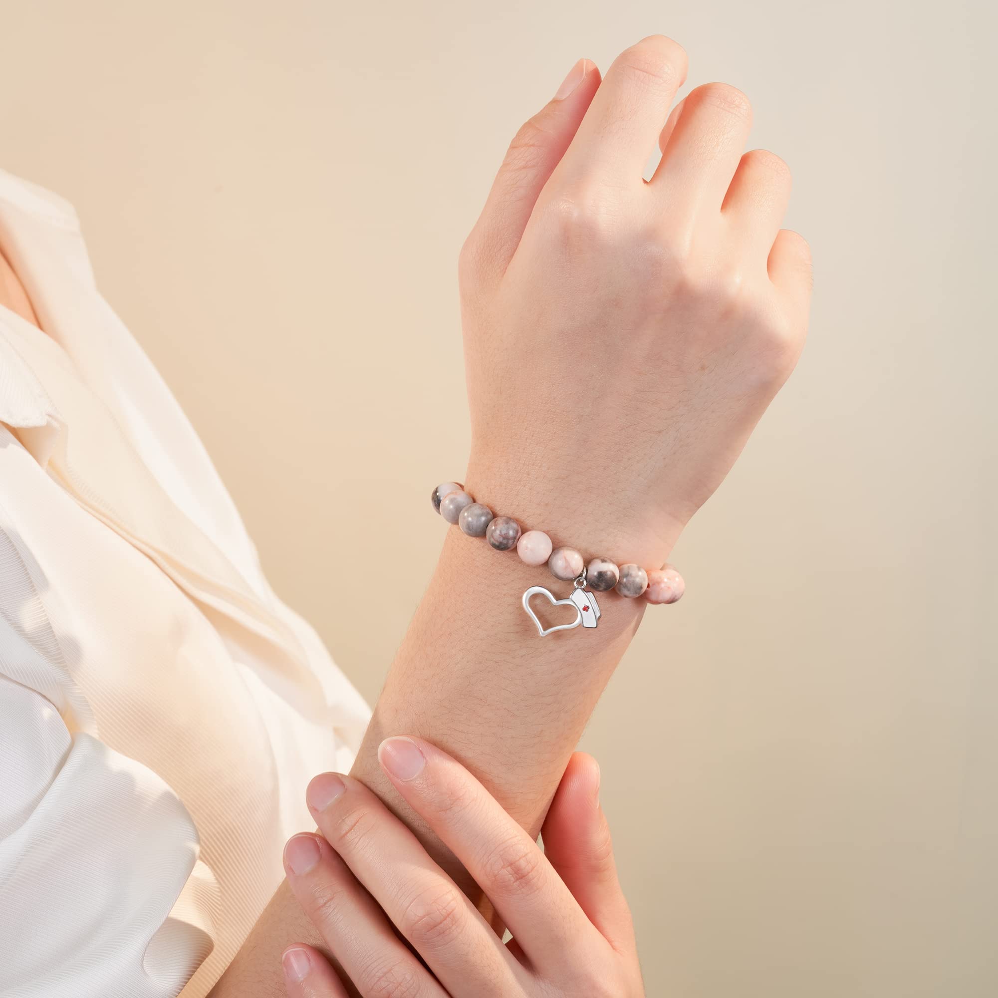 Natural Stone Nurse Bracelet for Women - Thoughtful Nursing Student & Nurse Practitioner Graduation Gift - Perfect for Appreciation, Birthday & Special Occasions