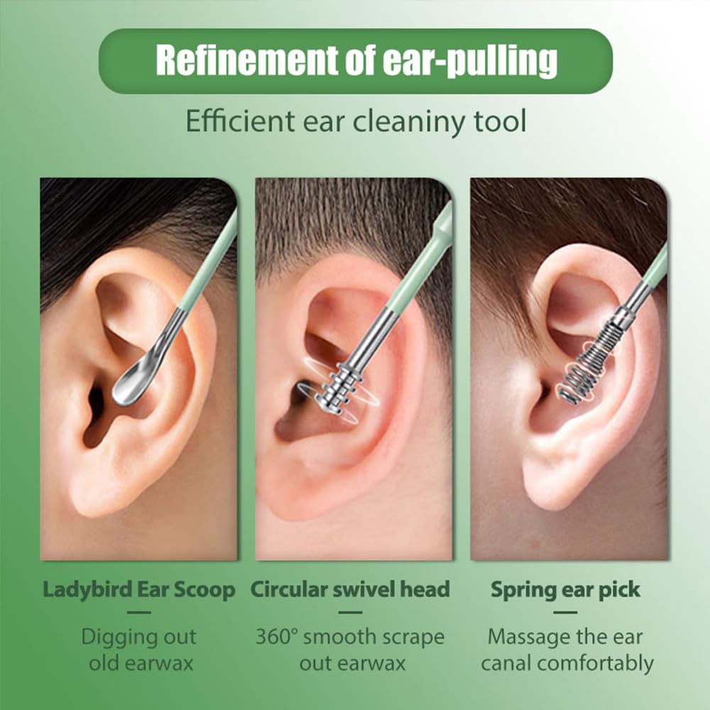 2024 Professional Ear Cleaning Kit - Earwax Removal Tools with PU Leather Case (Yellow) | Safe & Hygienic Ear Cleaner for Home & Travel Use