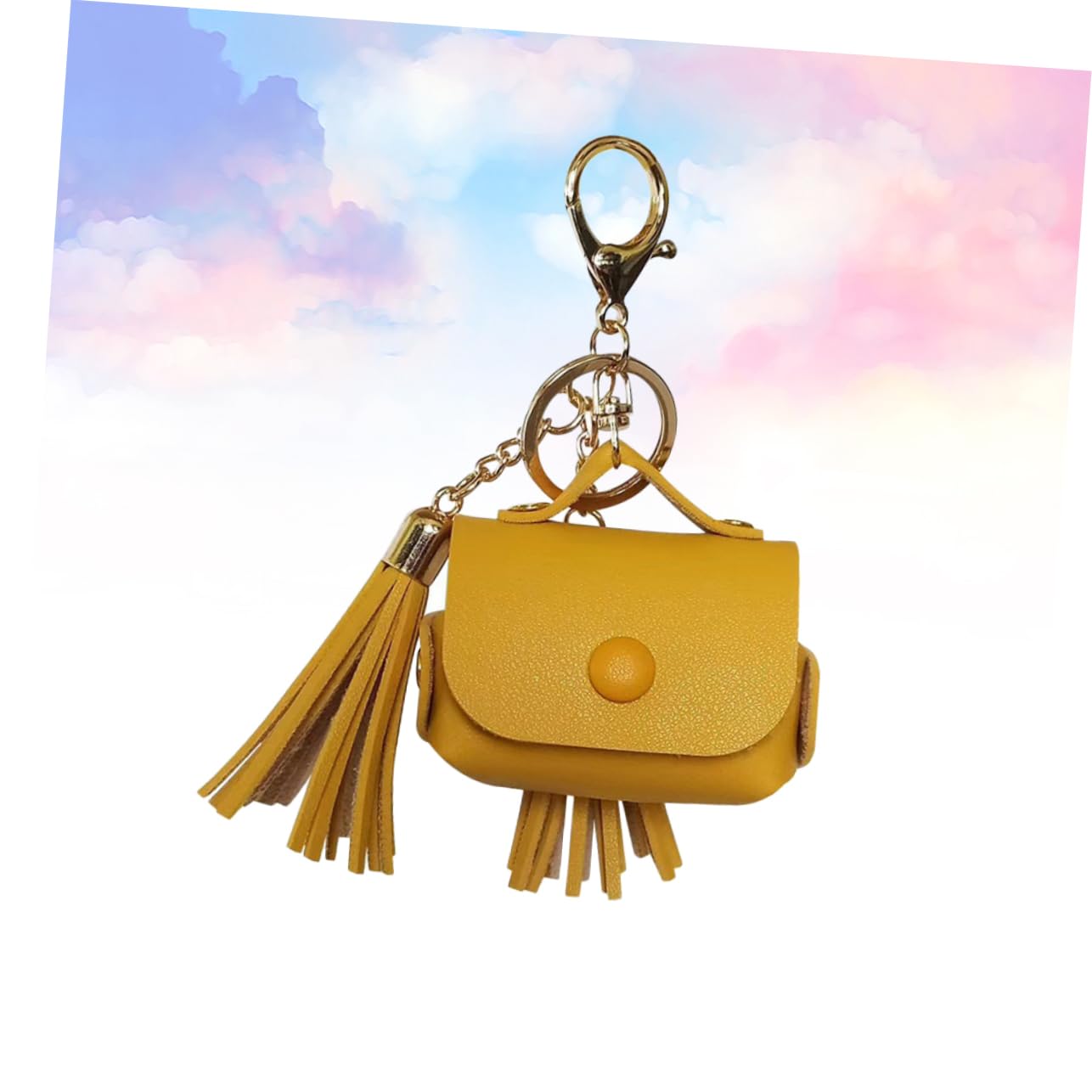 Yardenfun Mini Earphone Case - PU Leather Shockproof Headphone Pouch with Unique Design, Yellow | Perfect for Travel, Gym & Daily Use