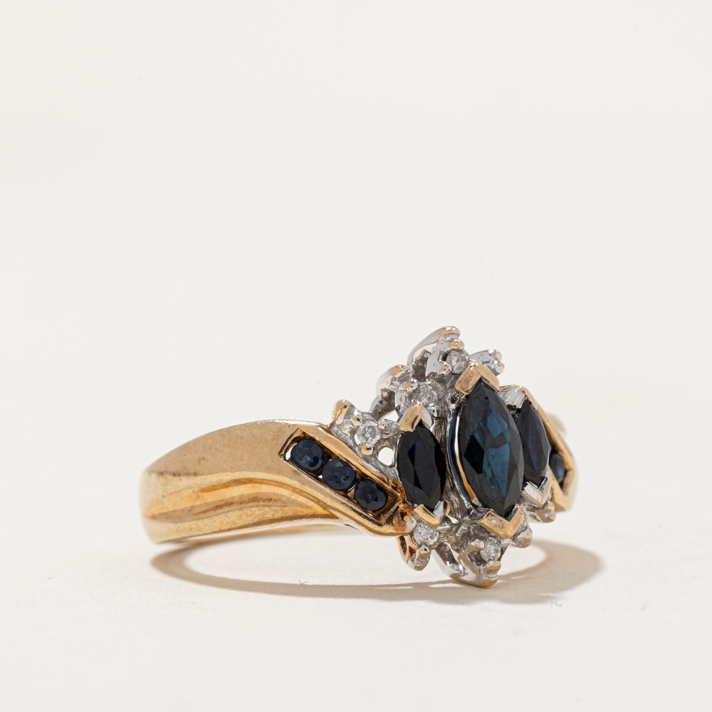 0.37ctw Sapphire & Diamond Ring for Women - 0.03ctw Diamond Accents - Size 5.5 - Elegant Engagement, Wedding, Anniversary Gift - Perfect for Proposals, Valentine's Day & Special Occasions