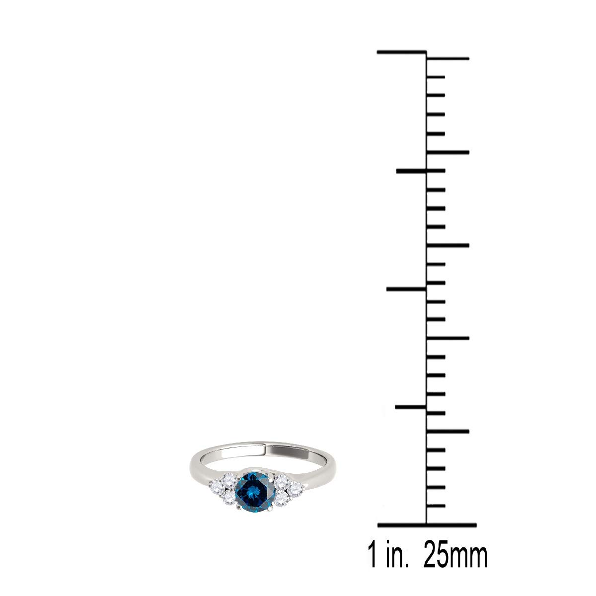 0.75 Carat Blue & White Diamond Seven Stone Engagement Ring in 10K White Gold - Perfect Valentine's Day Gift for Her, Anniversary Present, Wedding Proposal Jewelry