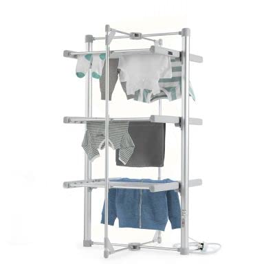 Dry:Soon 3-Tier Heated Clothes Drying Rack with Fitting Cover - Fast & Energy Efficient Laundry Solution for Small Spaces - Perfect for Apartments, Dorms & RVs