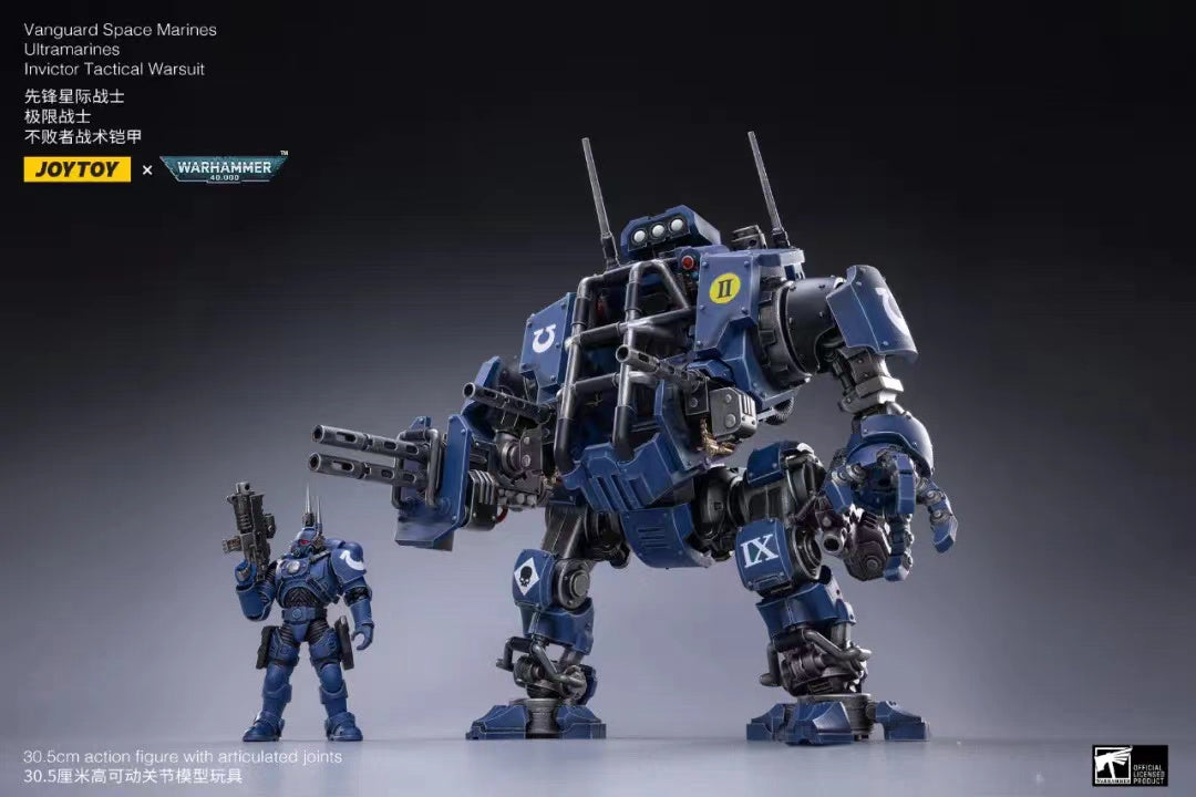 JOYTOY 1/18 Scale Warhammer 40K Vanguard Space Marines Ultramarines Invictor Tactical Warsuit Action Figure - Collectible Model for Display & Wargaming Scenes