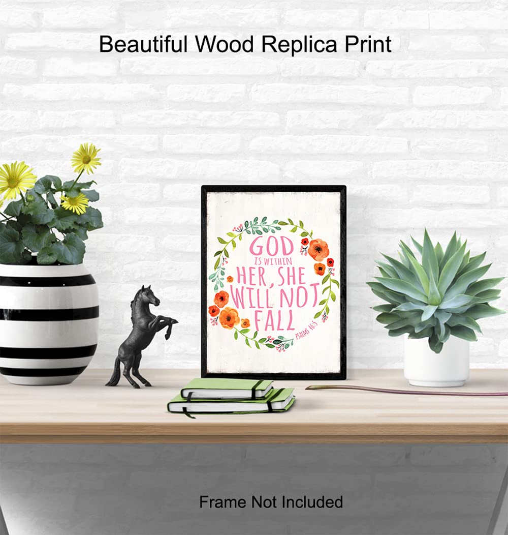 Inspirational Christian Wall Art - God is Within Her - Home & Office Decor