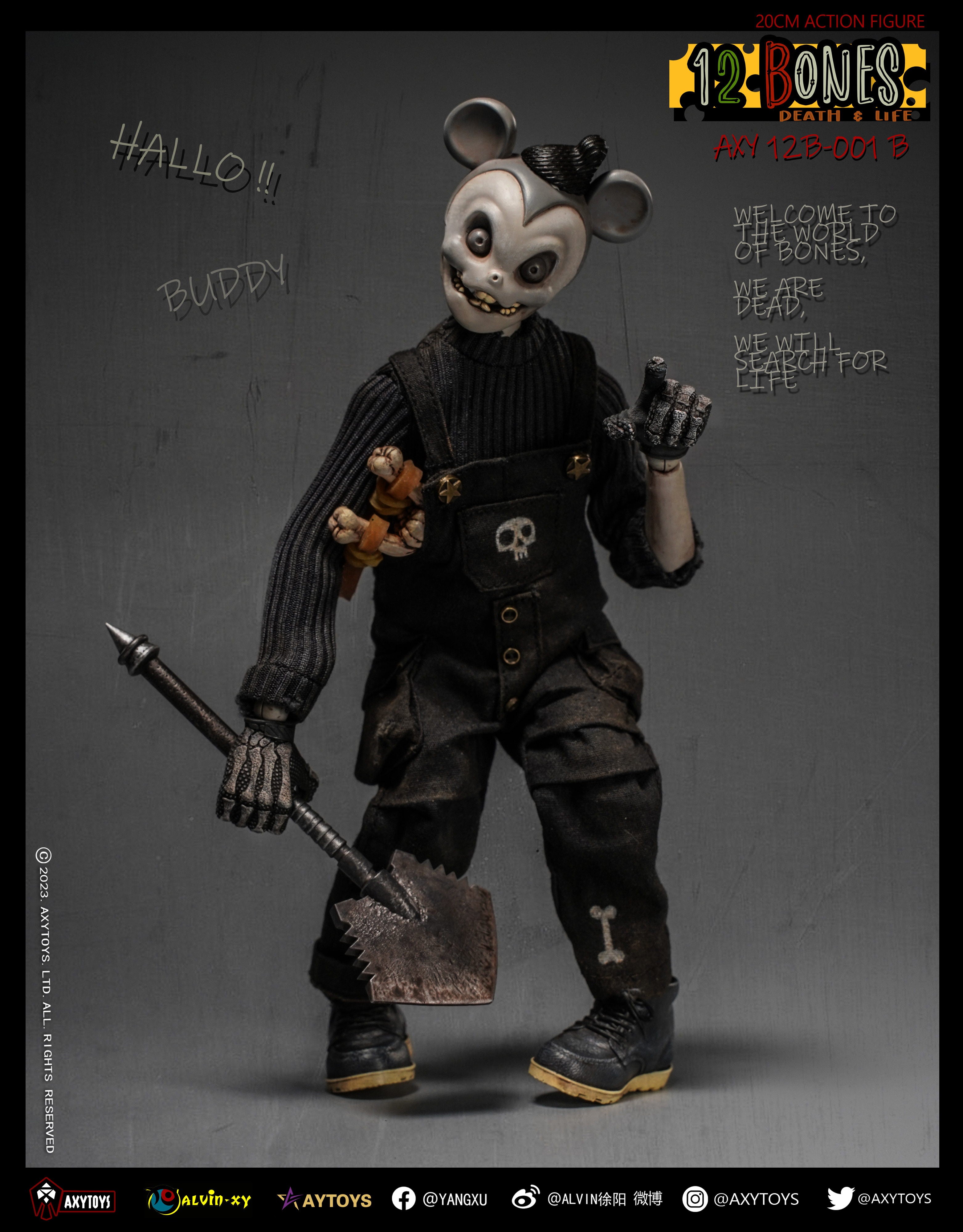 AxyToys 1/12 Scale 20CM Action Figure - 12 Bones Stories Mice & Cowboy Collectible Toy for Display & Role Play | Perfect for Collectors, Gift Giving & Diorama Scenes