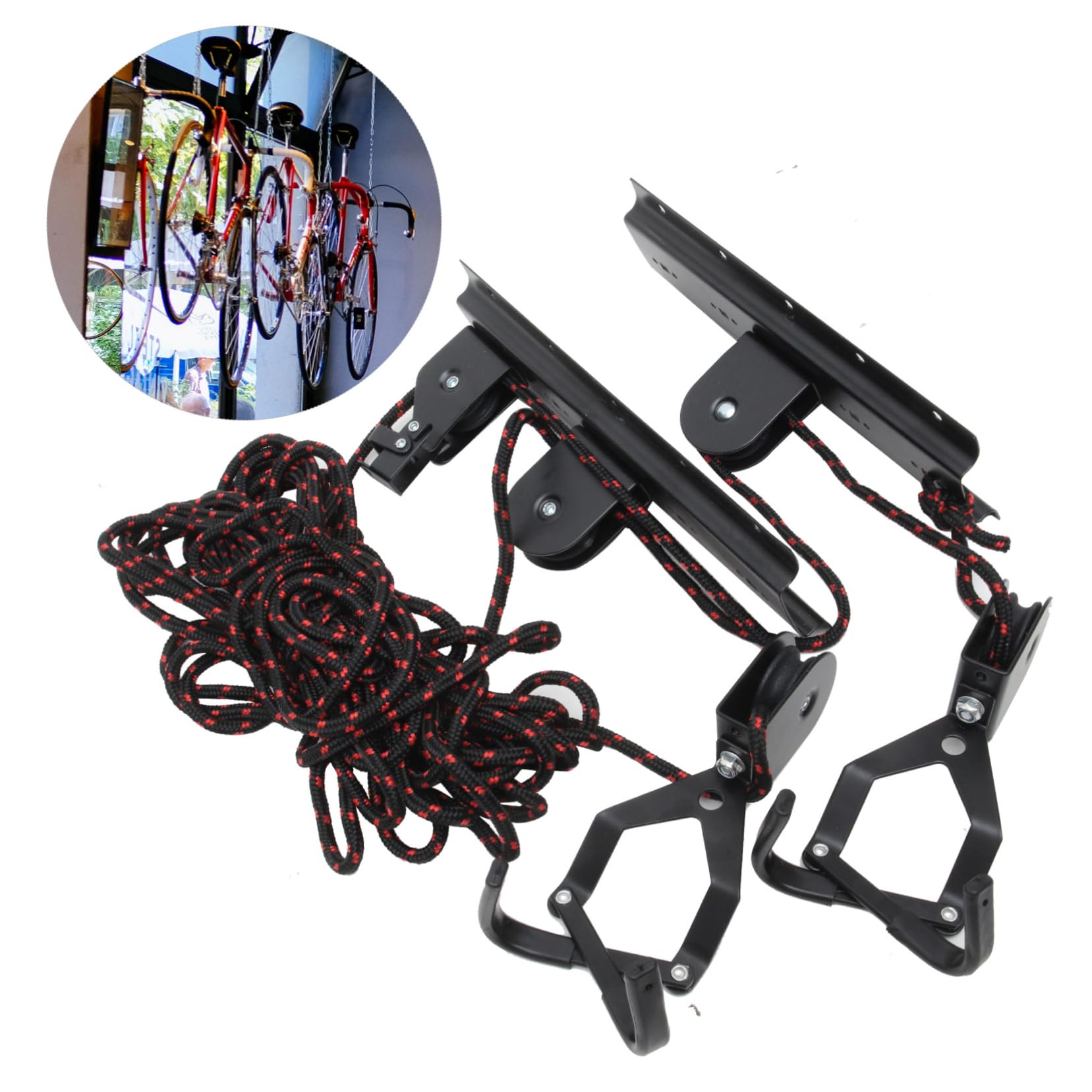 Best Bike Wall Hanger & Ceiling Mount Bike Rack - Heavy Duty Garage Storage Lift Hoist for Bicycle Organization | Perfect for Small Spaces, Apartment & Home Garage Storage