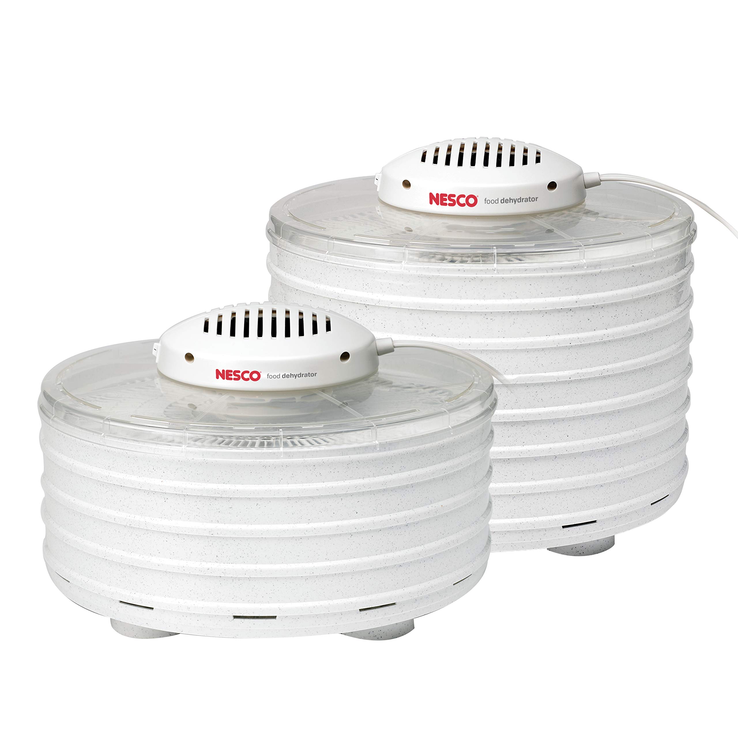 NESCO FD-37 Food Dehydrator Machine - 4 Stainless Steel Trays for Drying Fruits, Vegetables, Beef Jerky & Healthy Snacks | White/Clear Design | Perfect for Home Kitchen, Camping & Meal Prep