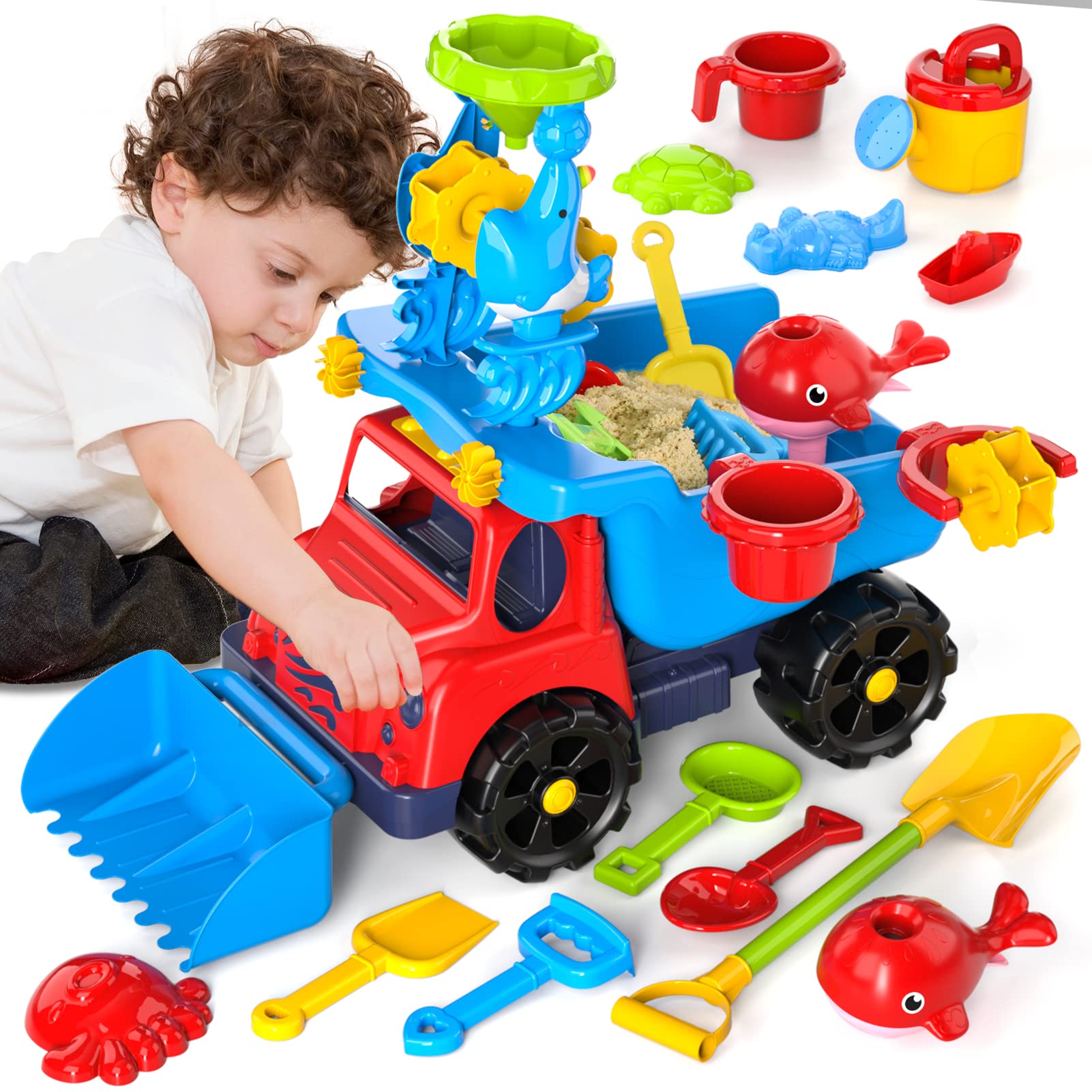 Bennol 25 Inch Beach Sand Dump Truck Toy for Kids - Construction Vehicle Toy for Toddlers Age 1-5 - Perfect for Sandbox, Beach, Backyard & Indoor Play - Great Gift for Boys & Girls