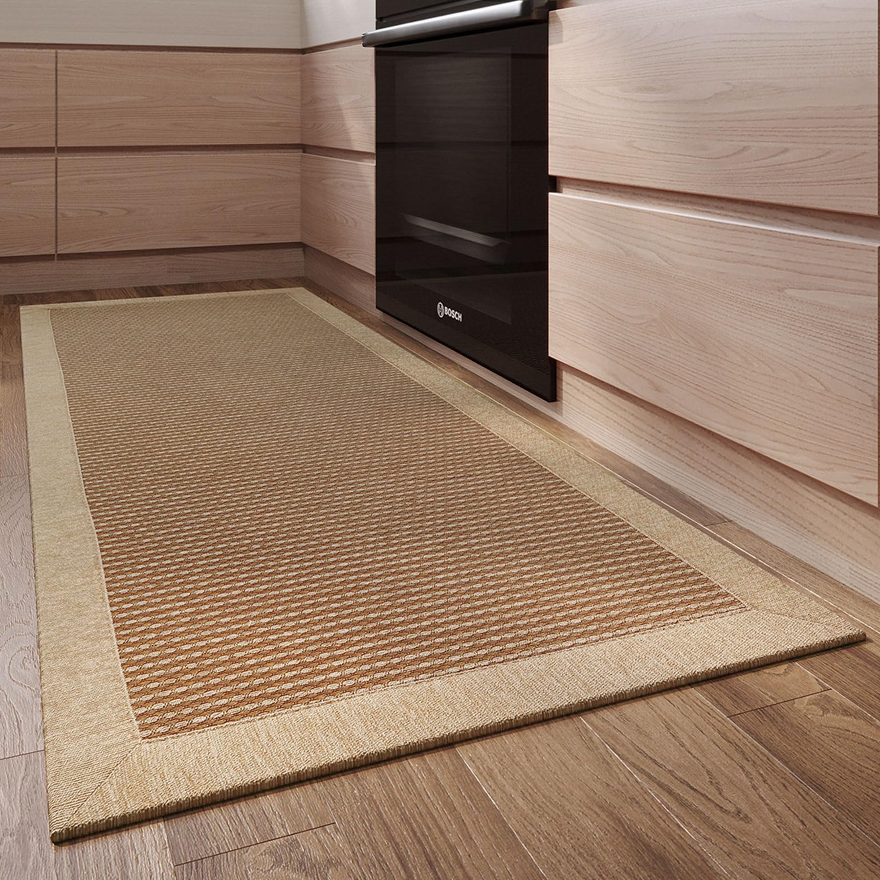 Non-Slip Washable Kitchen Runner Rug - Absorbent Farmhouse Style Floor Mat for in Front of Sink (20x70 Inches, Light Coffee) | Perfect for Kitchen, Laundry Room & Entryway - Durable & Stylish Home Decor