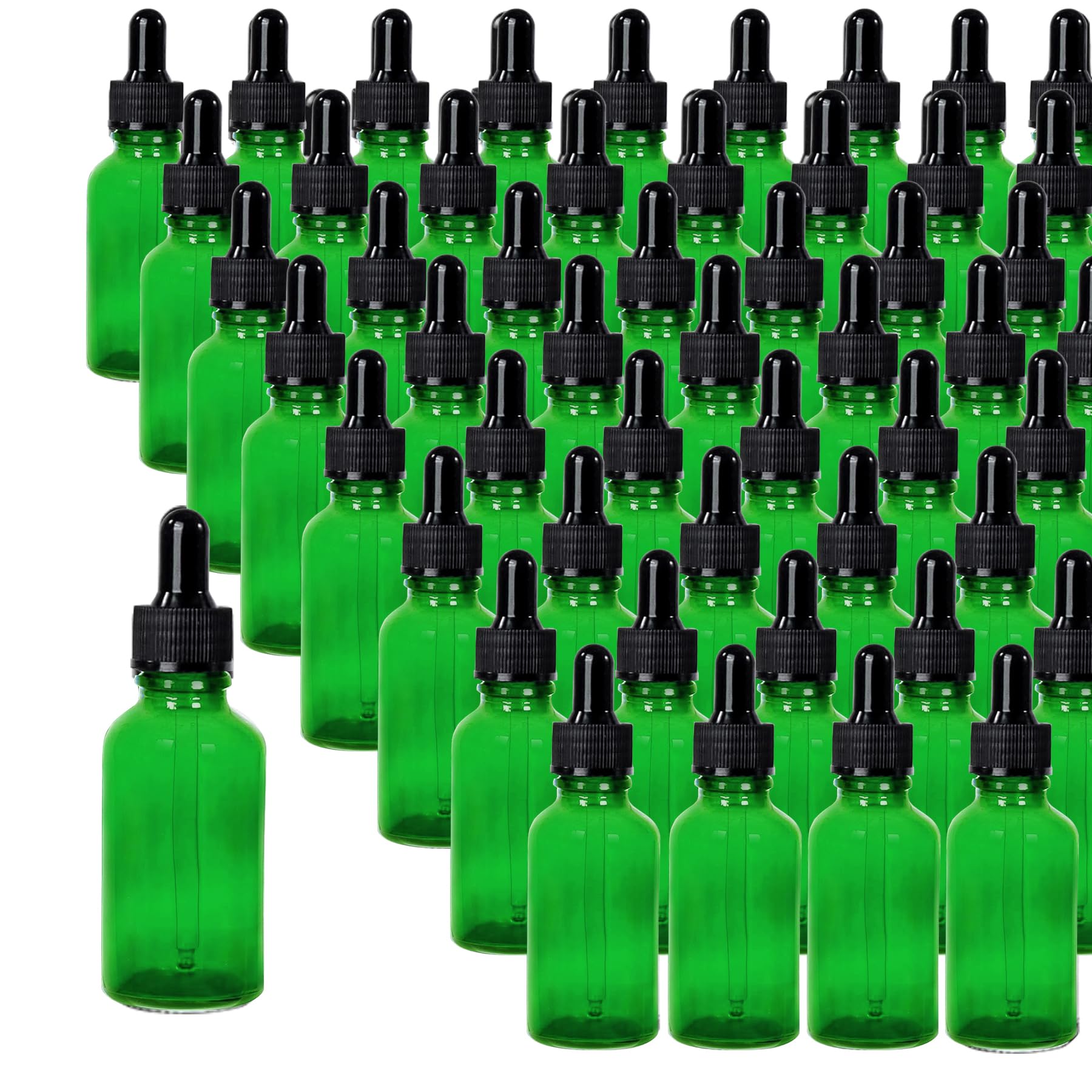 48 Pack 1oz (30ml) Green Glass Dropper Bottles with Glass Pipettes - Essential Oil Bottles, Perfume Containers, DIY Liquid Storage - Perfect for Aromatherapy, Travel & Craft Projects